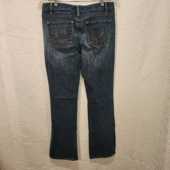Anne Taylor Loft Women's original boot fit medium wash whiskered denim jean sz 6 - Picture 2 of 11